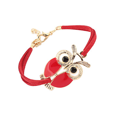 Owl Charm Sideways Leather Bracelets